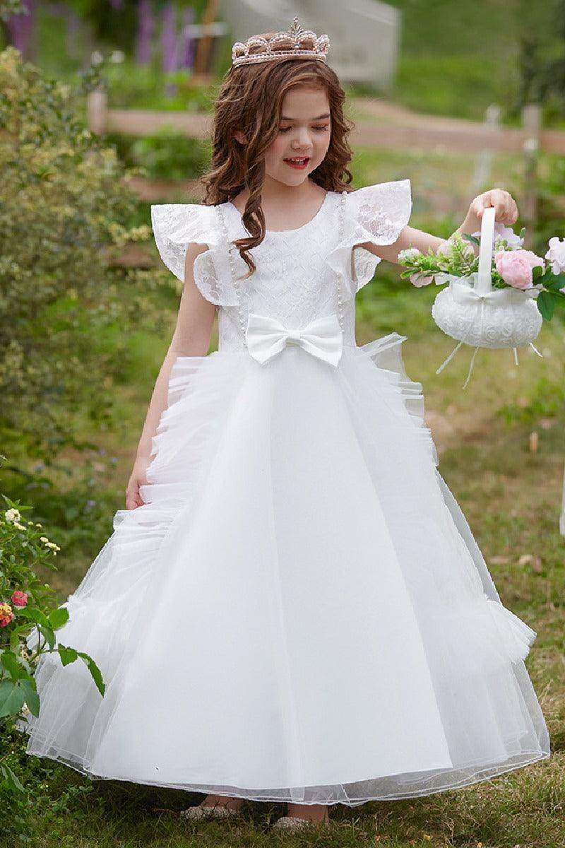 A-Line Scoop Neck Sleeveless Tea-Length Lace/Tulle Flower Girl Dresses 748862644678 - COCOMELODY